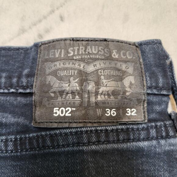 Levis 502 Jeans Mens 34x30 Blue Tapered Fit Stretch Denim Medium Wash Pants - Picture 3 of 10